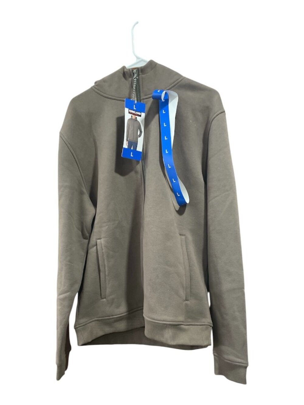 Men's Full Zip Hoodie, Kirkland Signature, L, Brown, NWT
